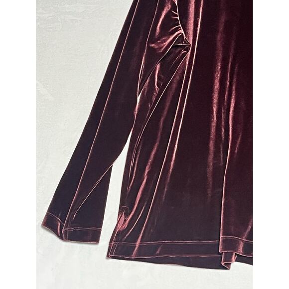 Susan Graver Velvet Turtleneck Womens 1X Purple Burgundy Long Sleeve Pullover - Picture 7 of 13